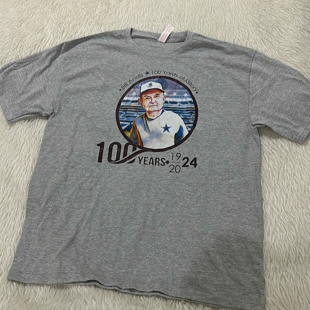 Dallas cowboys bill andis 100yards of glory 2024 gray t shirt size xl new